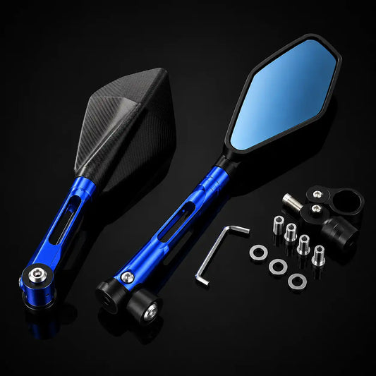 Espejos 5 puntas deportivos para moto color azul
