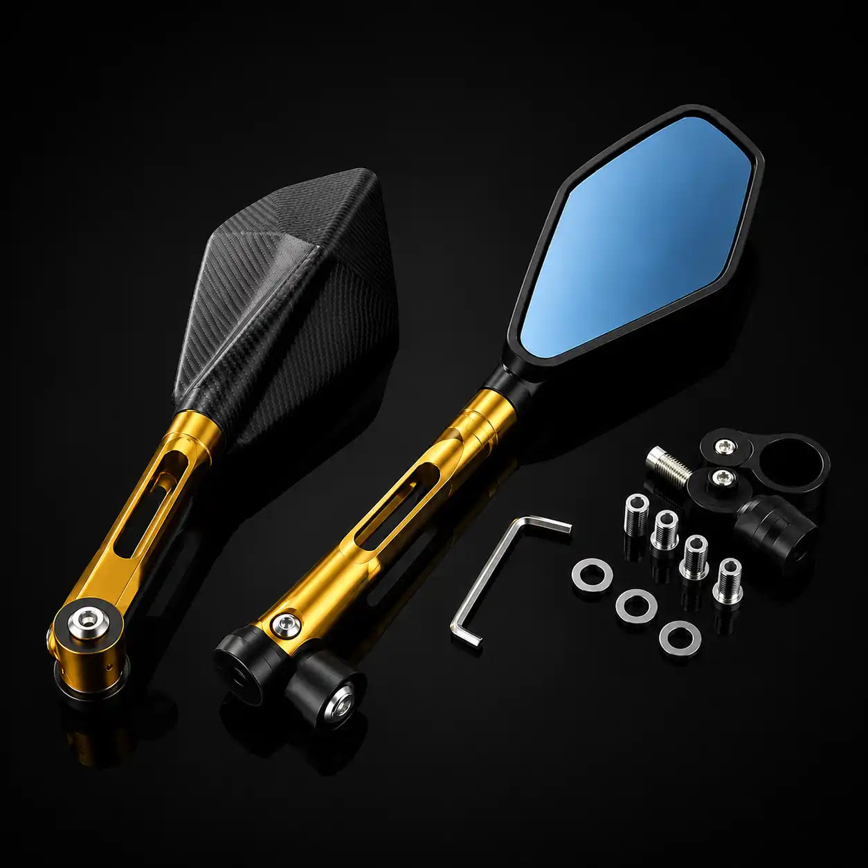 Espejos 5 puntas deportivos para moto color dorado