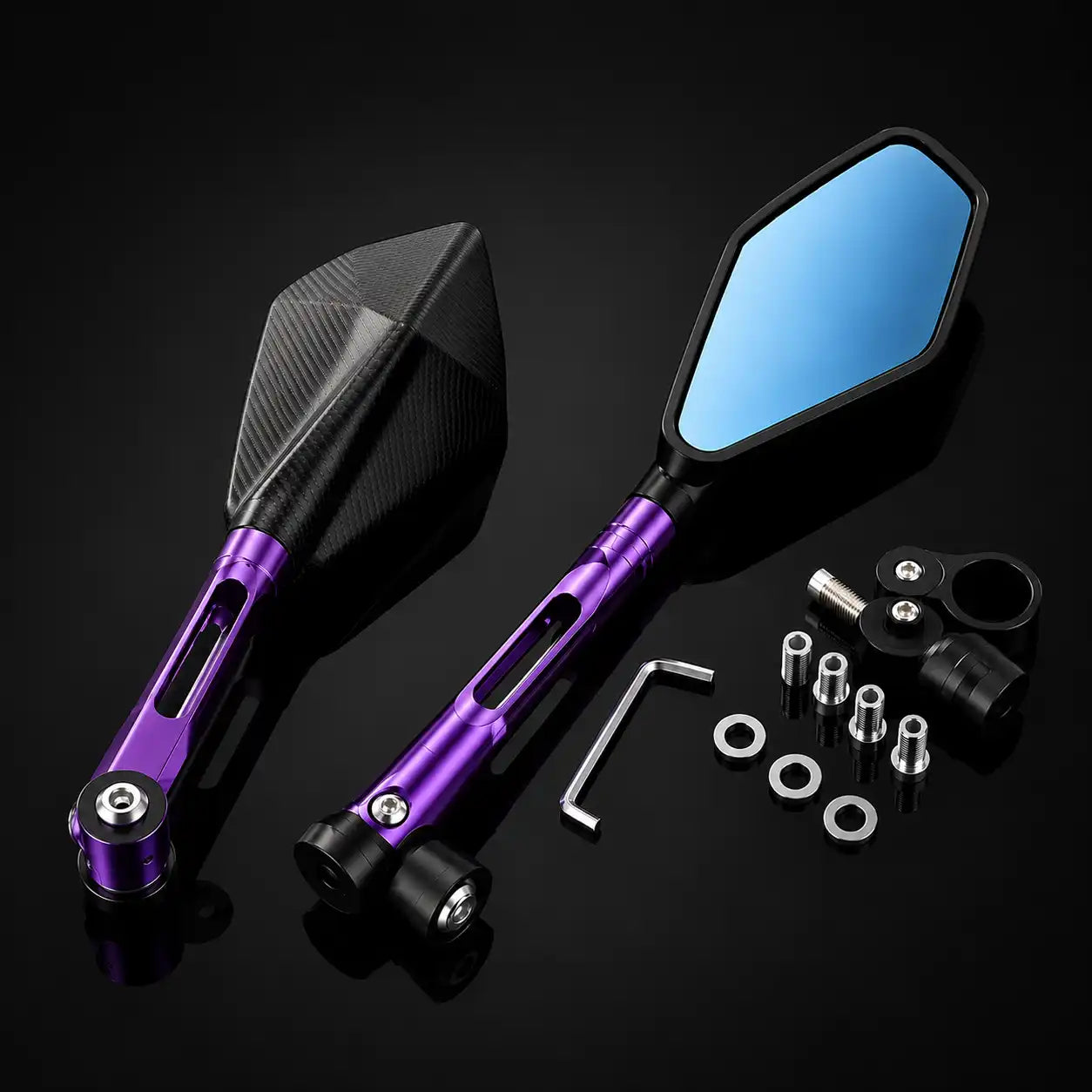 Espejos 5 puntas deportivos para moto color morado