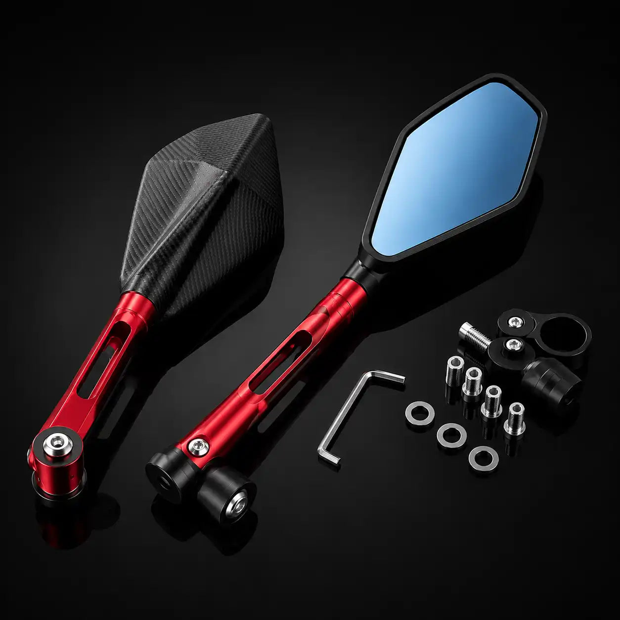 Espejos 5 puntas deportivos para moto color rojo