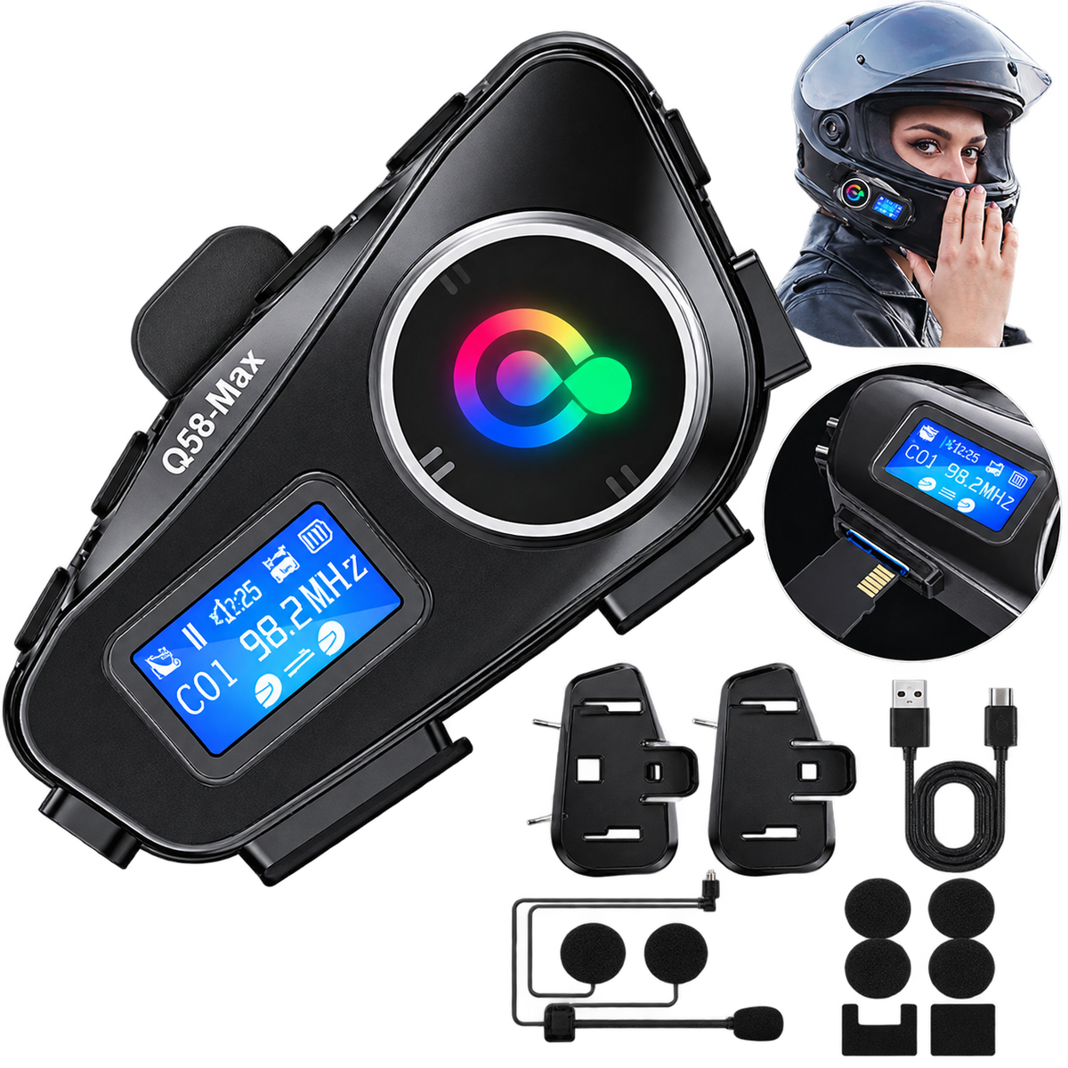 Intercomunicador Q58MAX Bluetooth 5.3 para Moto